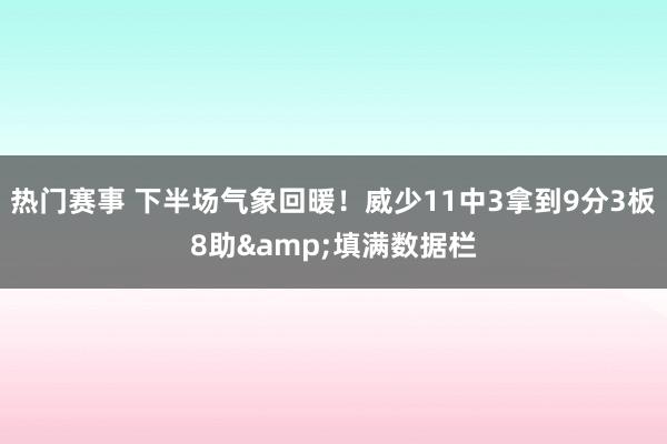 热门赛事 下半场气象回暖！威少11中3拿到9分3板8助&填满数据栏