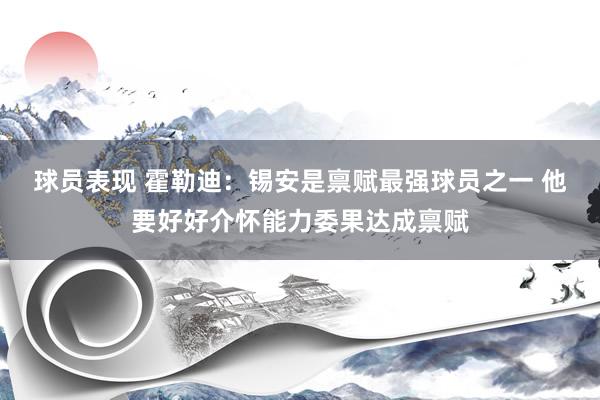 球员表现 霍勒迪：锡安是禀赋最强球员之一 他要好好介怀能力委果达成禀赋