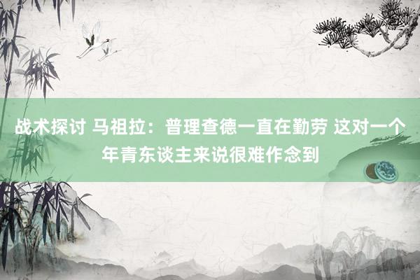 战术探讨 马祖拉：普理查德一直在勤劳 这对一个年青东谈主来说很难作念到