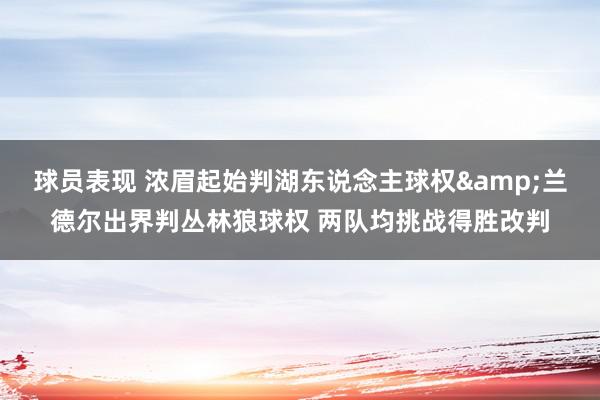 球员表现 浓眉起始判湖东说念主球权&兰德尔出界判丛林狼球权 两队均挑战得胜改判