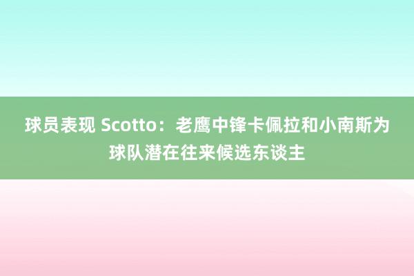 球员表现 Scotto：老鹰中锋卡佩拉和小南斯为球队潜在往来候选东谈主